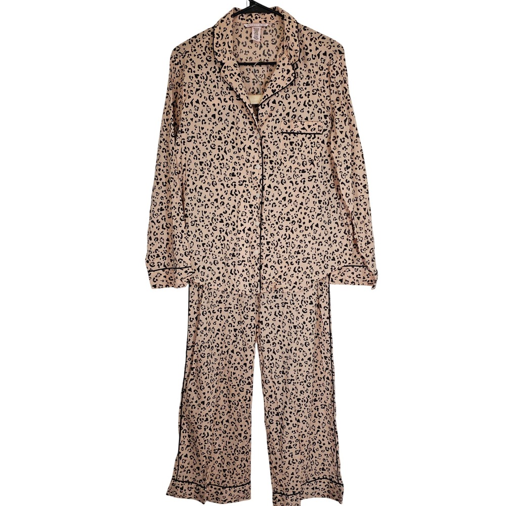 Victoria's Secret Pajama Set Womens Long Sleeve Leopard Print Loungewear‎ Small